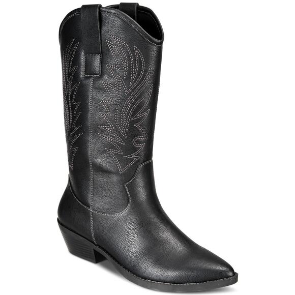 Style & Co Women\'s Miyyaa Cowboy Booties, Black Size 7M
